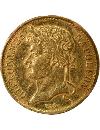Etats Allemands (Westphalie) Jérôme Bonaparte 20 franken Or 1809 C Cassel