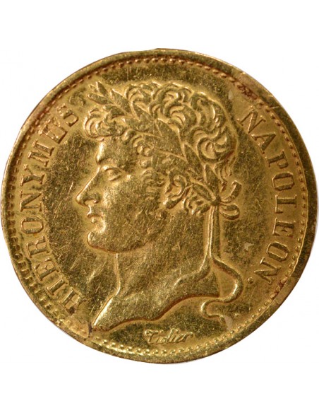 Etats Allemands (Westphalie) Jérôme Bonaparte 20 franken Or 1809 C Cassel