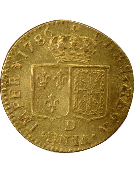 Louis XVI Tête nue 1 louis d'or Or 1786 D Lyon