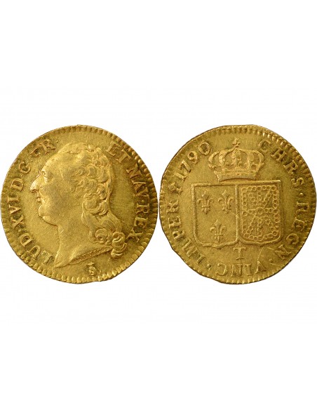Louis XVI Tête nue 1 louis d'or Or 1790 T Nantes