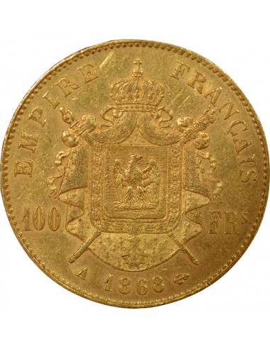 Napoléon III Tête Laurée 100 francs Or 1868 A - Paris
