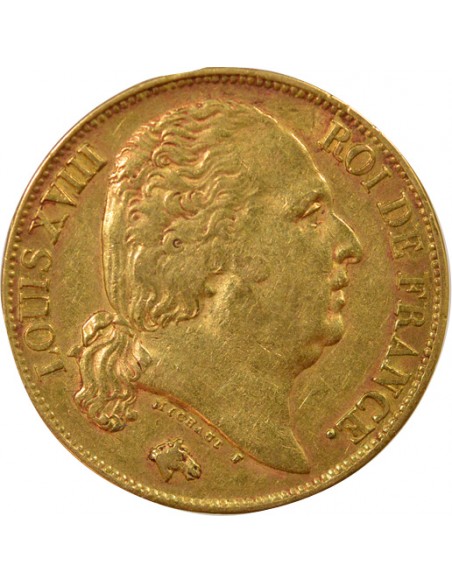 Louis XVIII 20 francs Or 1818 A - Paris