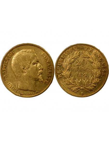 Bonaparte Charles Louis Napoléon (Napoléon III) 20 francs Or 1852 A - Paris