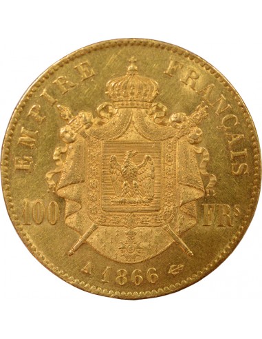 Napoléon III Tête Laurée 100 francs Or 1866 A - Paris