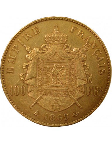 Napoléon III Tête Laurée 100 francs Or 1869 A - Paris