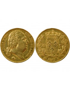 Louis XVIII Tête nue 20 francs Or 1817 Q Perpignan