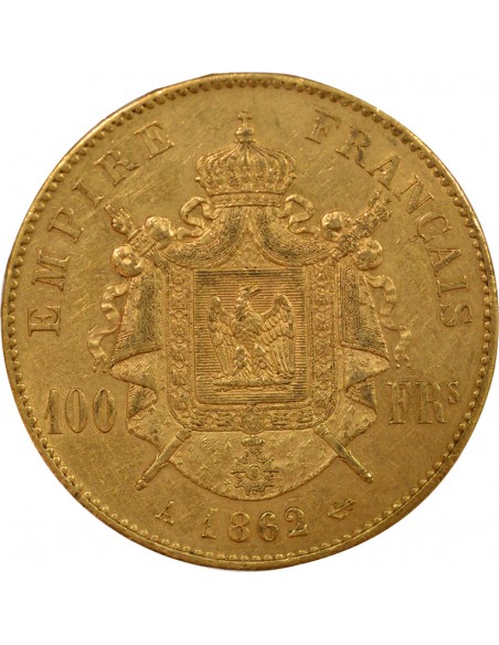 Napoléon III Tête Laurée 100 francs Or 1862 A - Paris