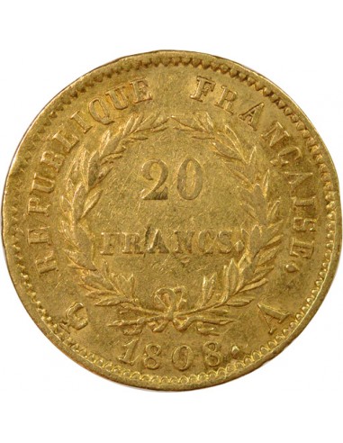 Roi d'Italie République  20 francs Or 1808 A - Paris