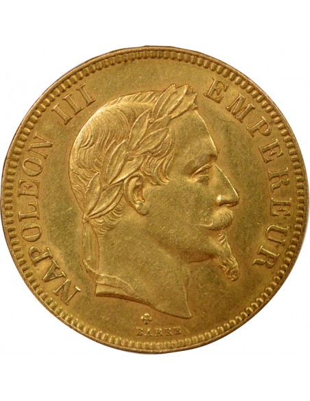 Napoléon III Tête laurée 100 francs Or 1869 BB Strasbourg