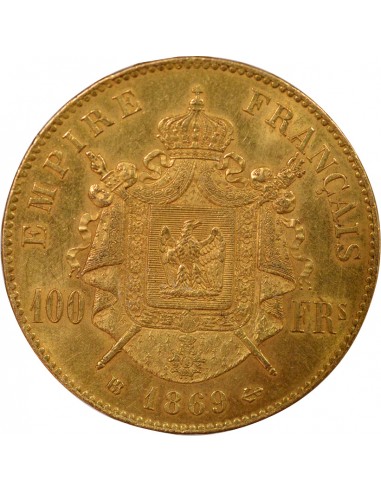 Napoléon III Tête laurée 100 francs Or 1869 BB Strasbourg