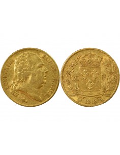 Louis XVIII Tête nue 20 francs Or 1818 A - Paris