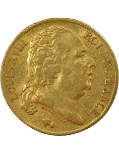 Louis XVIII Tête nue 20 francs Or 1818 A - Paris 2