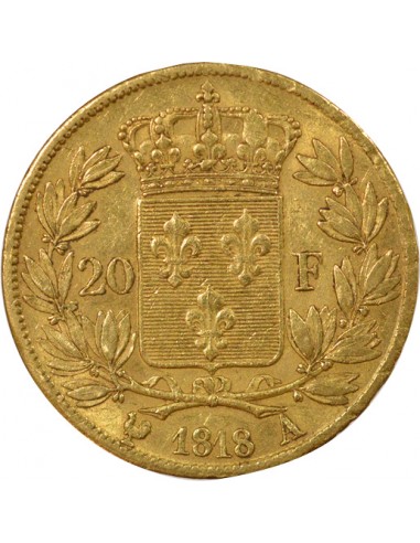 Louis XVIII Tête nue 20 francs Or 1818 A - Paris