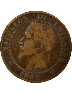 Napoléon III Tête Laurée 10 centimes Bronze 1862 K Bordeaux 2