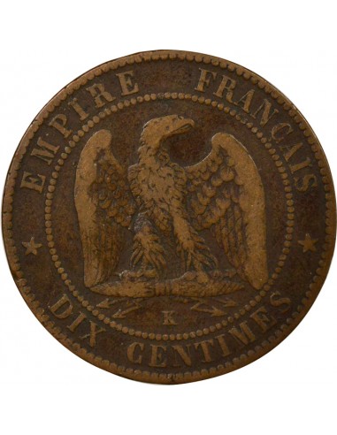 Napoléon III Tête Laurée 10 centimes Bronze 1862 K Bordeaux