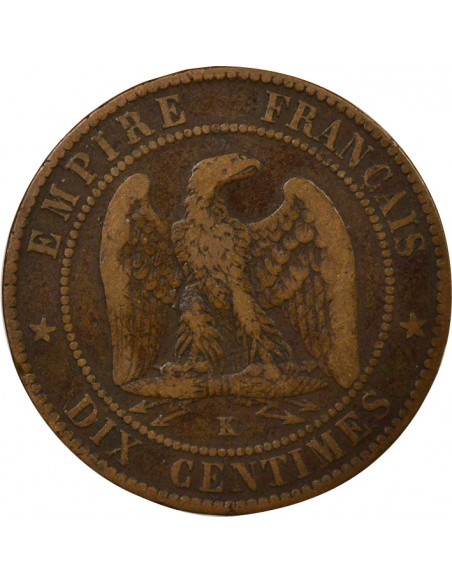 Napoléon III Tête Laurée 10 centimes Bronze 1862 K Bordeaux