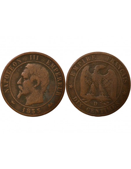 Napoléon III Tête Nue 10 centimes Bronze 1853 D Lyon