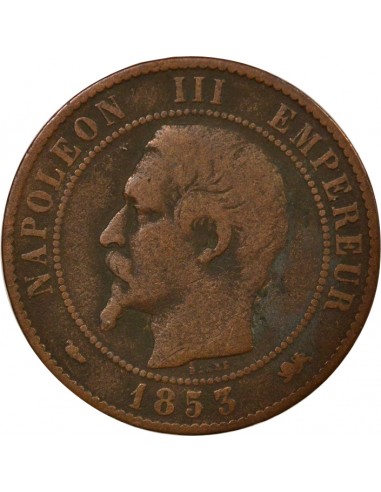 Napoléon III Tête Nue 10 centimes Bronze 1853 D Lyon