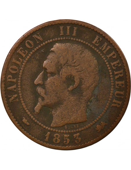 Napoléon III Tête Nue 10 centimes Bronze 1853 D Lyon