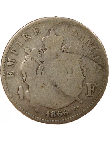 Roi d'Italie Tête laurée 1 franc Argent 1866 A - Paris