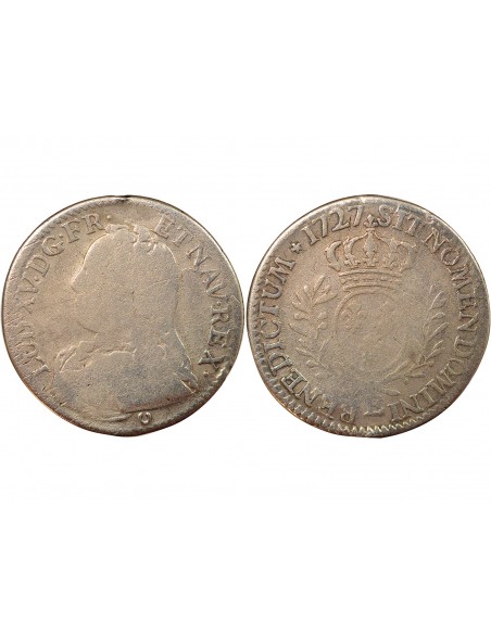 Louis XV Au Buste habillé 1/5 écu Argent 1727 E Tours