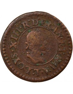 Louis XIII Type 1 1 denier tournois Cuivre 1611 T Nantes 2