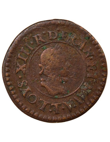 Louis XIII Type 1 1 denier tournois Cuivre 1611 T Nantes