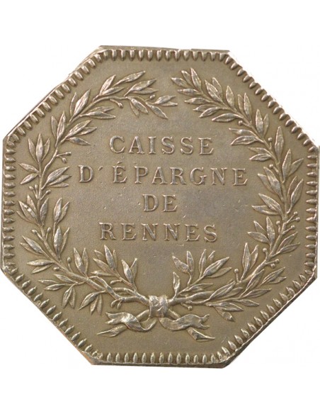 CAISSE D'EPARGNE DE RENNES - JETON ARGENT poinçon Corne (après 1879)