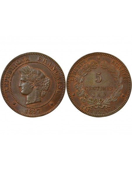 5 centimes Bronze 1897 A - Paris