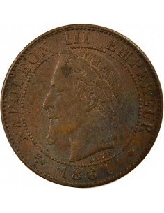 Napoléon III Tête Laurée 21 centime Bronze 1861 BB Strasbourg 2