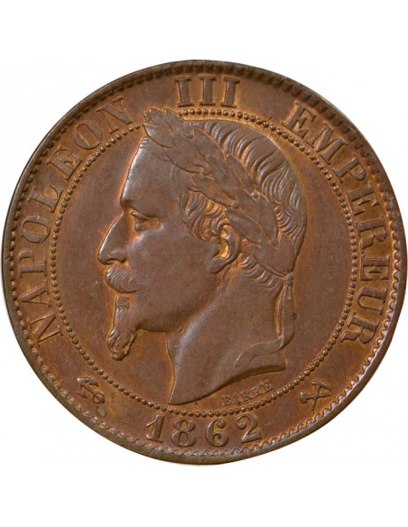 Napoléon III Tête laurée 5 centimes Bronze 1862 K Bordeaux