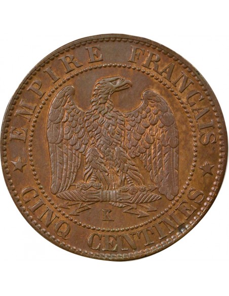 Napoléon III Tête laurée 5 centimes Bronze 1862 K Bordeaux