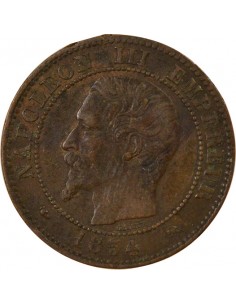 Napoléon III Tête nue 2 centimes Bronze 1854 B Rouen 2
