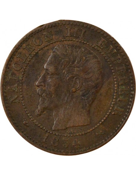 Napoléon III Tête nue 2 centimes Bronze 1854 B Rouen