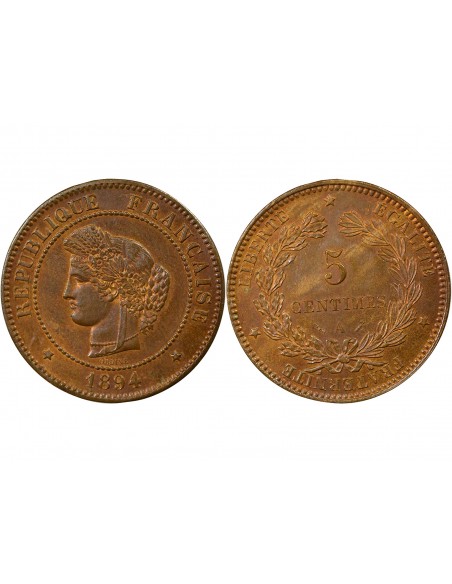 5 centimes Bronze 1894 A - Paris