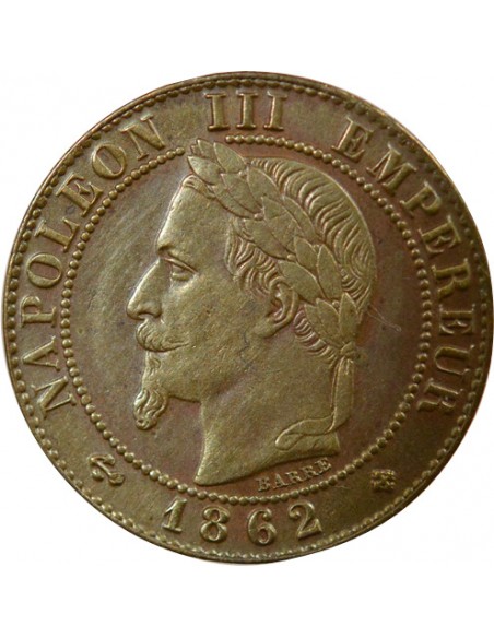 Napoléon III Tête Laurée 21 centime Bronze 1862 BB Strasbourg