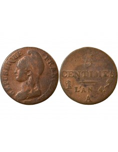 Dupré 5 centimes Bronze An 4 (1795-1796) A - Paris