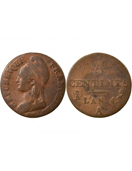 Dupré 5 centimes Bronze An 4 (1795-1796) A - Paris