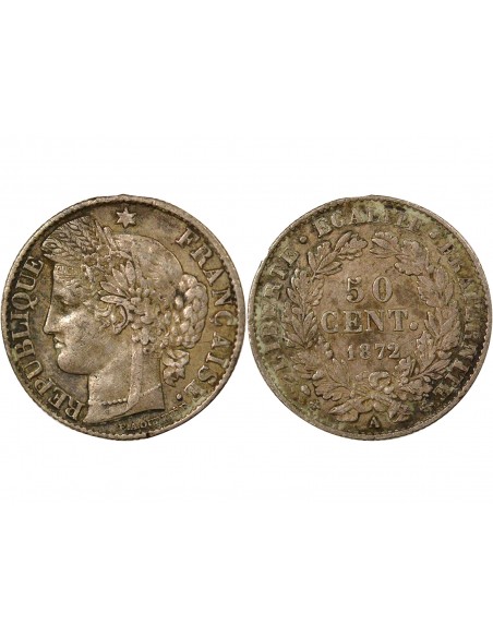 IIIe République 50 centimes Argent 1872 A - Paris