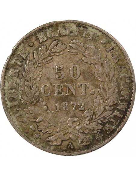 IIIe République 50 centimes Argent 1872 A - Paris
