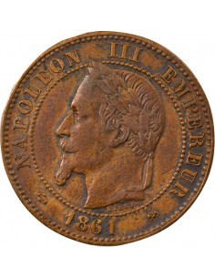 Napoléon III Tête laurée 2 centimes Bronze 1861 K Bordeaux 2