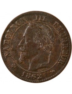 Napoléon III Tête Laurée 2 centimes Bronze 1862 K Bordeaux 2