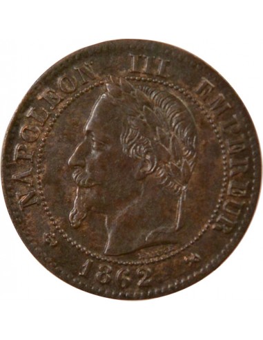 Napoléon III Tête Laurée 2 centimes Bronze 1862 K Bordeaux