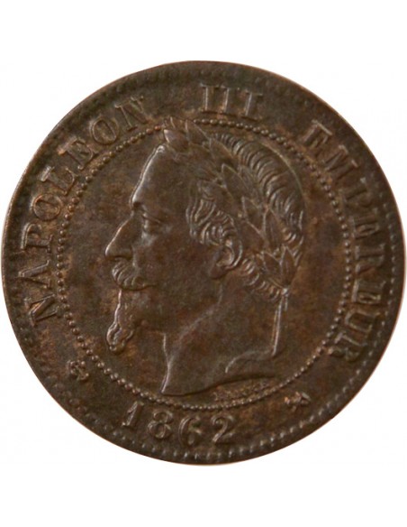 Napoléon III Tête Laurée 2 centimes Bronze 1862 K Bordeaux