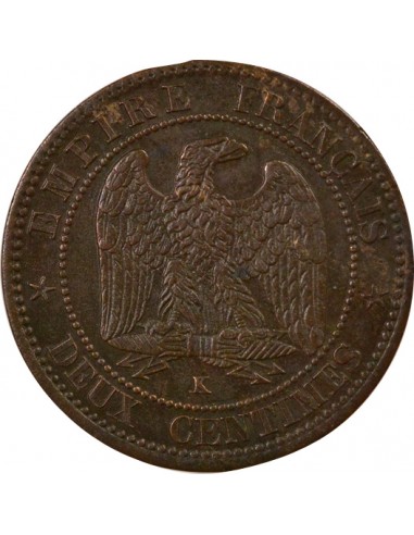 Napoléon III Tête Laurée 2 centimes Bronze 1862 K Bordeaux