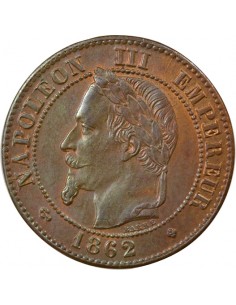 Napoléon III Tête laurée 2 centimes Bronze 1862 BB Strasbourg 2