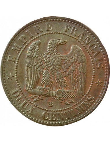 Napoléon III Tête laurée 2 centimes Bronze 1862 BB Strasbourg