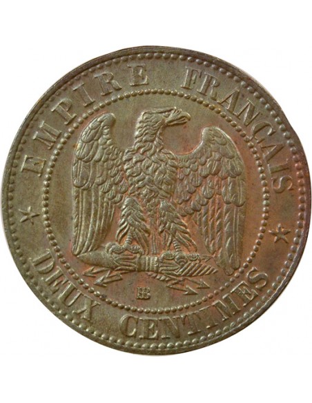Napoléon III Tête laurée 2 centimes Bronze 1862 BB Strasbourg