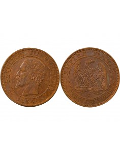 Napoléon III Tête nue 2 centimes Bronze 1854 W Lille
