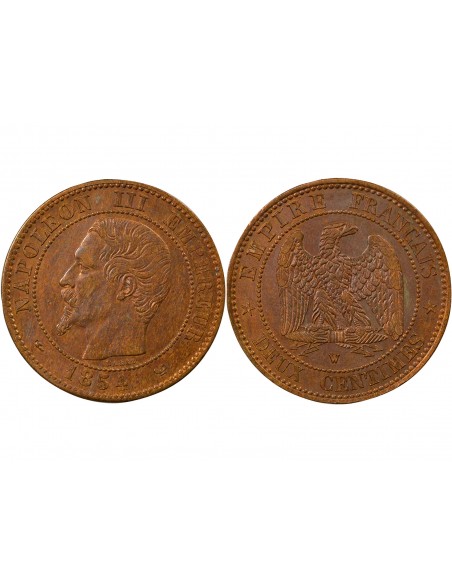 Napoléon III Tête nue 2 centimes Bronze 1854 W Lille